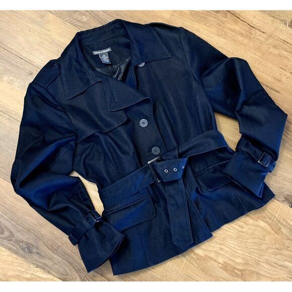 Chelsea & Theodore Deep Indigo Jacket Belted Sz 10 - Picture 1 of 6